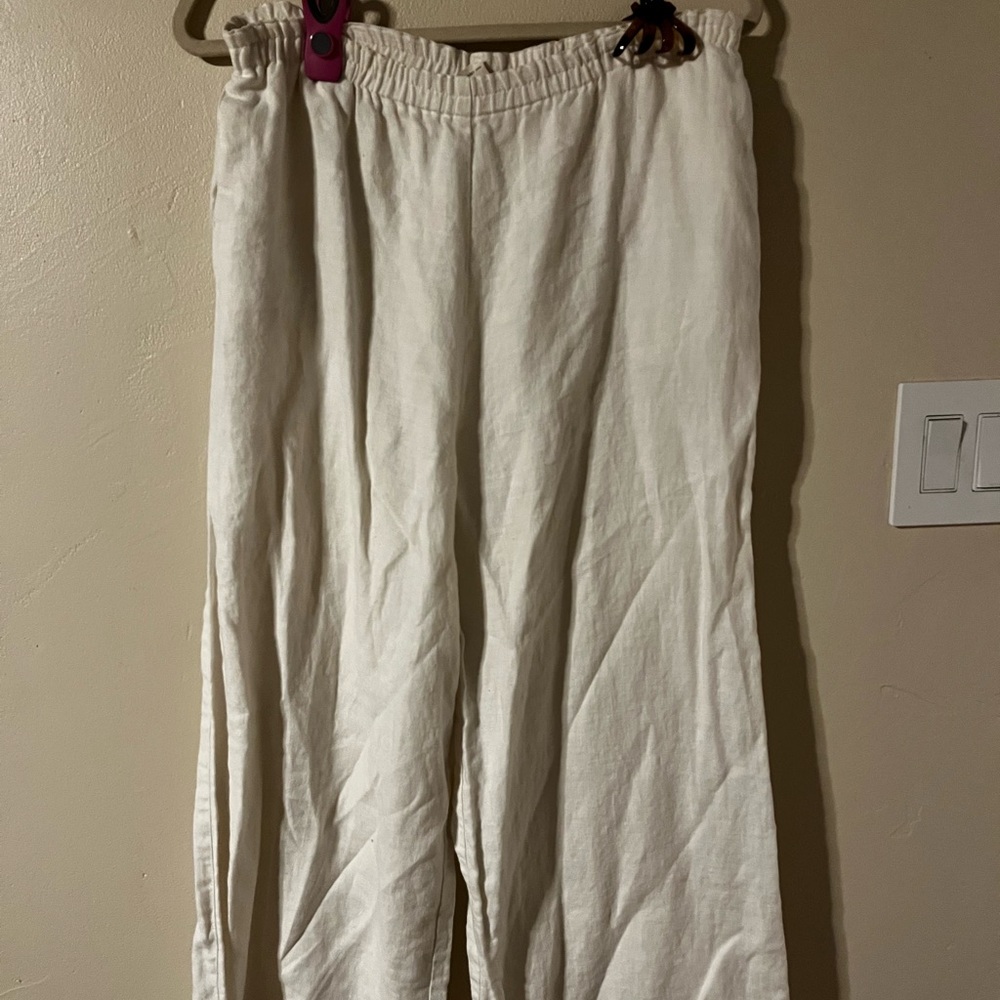 White linen pants